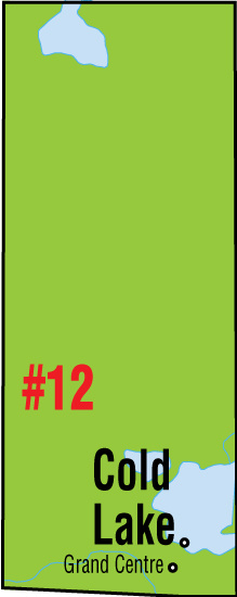 A map of the Alberta Union of Provincial Employees&#039; Cold Lake Area Council.