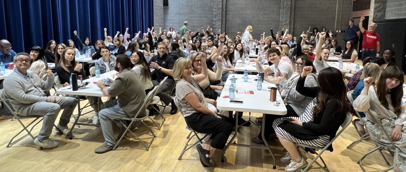 More than 140 Red Deer Polytechnic employees attend an AUPE event on Wednesday, June 5, 2024.