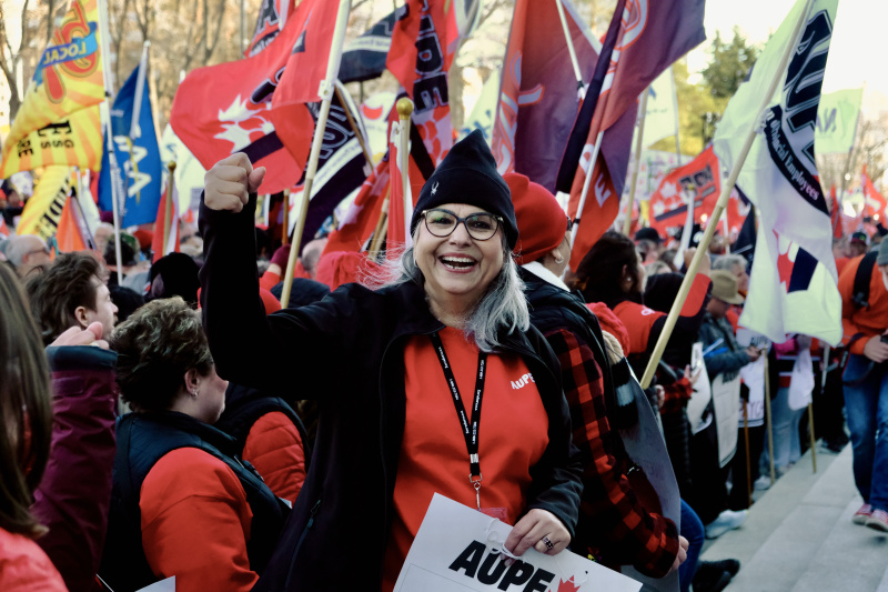 Thousands of union members rally for respect at the AB Legislature, October 2024.